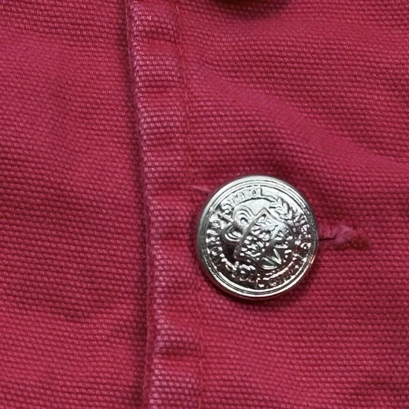 Raw Blue Military Jacket Large Red Embroidered Patch Button Coat - Picture 4 of 16